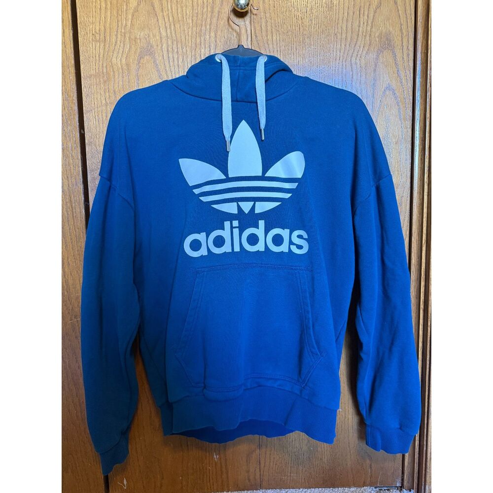 adidas Trefoil Pullover Hoodie Size S Women’s Blue White